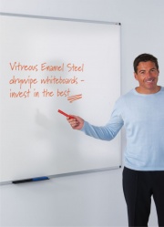 Vitreous Enamel Steel Drywipe Whiteboard